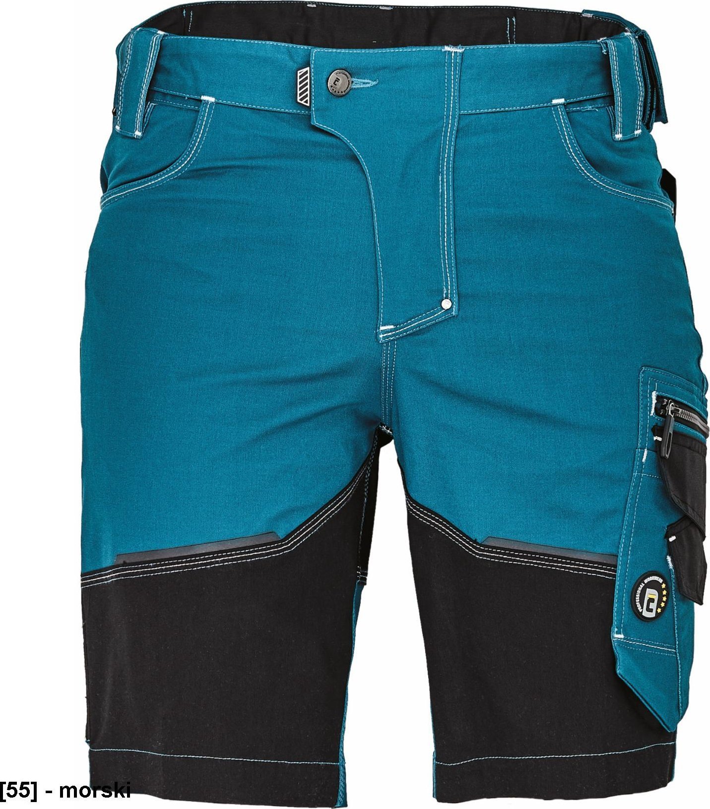 CERVA NEURUM CLASSIC szorty - męskie szorty robocze, elastyczny materiał Trifibetex, 6 kieszeni, odblaski - morski 56