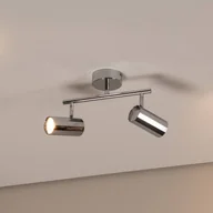 Lampy sufitowe - Reflektor sufitowy Oktano, kolor chrom Długość 30 cm 2-punktowa metalowa Oktano Lucea, możliwość ściemniania, chromowy / srebrny, salon / jadalnia, metal, nowoczesny - miniaturka - grafika 1