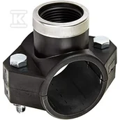 Łączniki, trójniki, kształtki - Siodło zaciskowe PP 32x3/4" GW gwint wewnętrzny, na 2 śruby PN16, do rur PE, kolor czarny - miniaturka - grafika 1