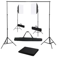 Lampy studyjne - vidaXL Lampa studyjna Fotograficzny zestaw studyjny z lampami softbox i tłem 3055055 - miniaturka - grafika 1