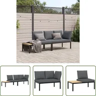 Sofy ogrodowe - The Living Store 2-częściowa sofa ogrodowa z poduszkami czarna aluminium - miniaturka - grafika 1