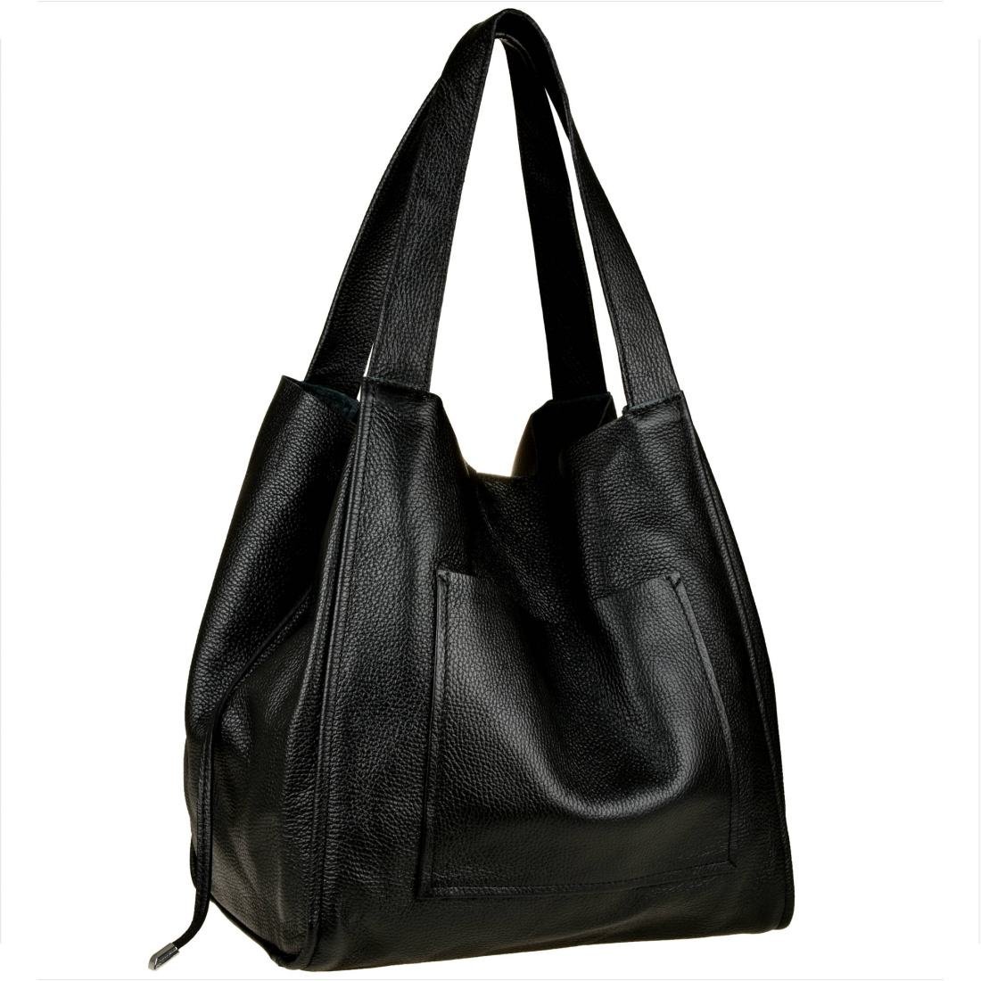 Duża torebka worek z miękkiej skóry naturalnej lekka XXL czarna