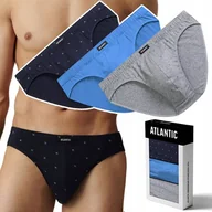 Majtki męskie - Slipy męskie 3 PARY sportowe 100% BAWEŁNA ATLANTIC 3MP-191 - XXL - miniaturka - grafika 1