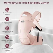 Nosidełka dla dzieci - Momcozy BABY CARRIER WITH HIP SEAT AIR MESH-PINK - miniaturka - grafika 1