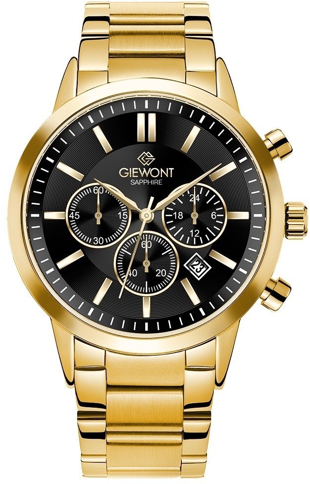 Zegarek Giewont Zegarek Męski Giewont Chronograph Sapphire Złoto Czarny GW8510-B5