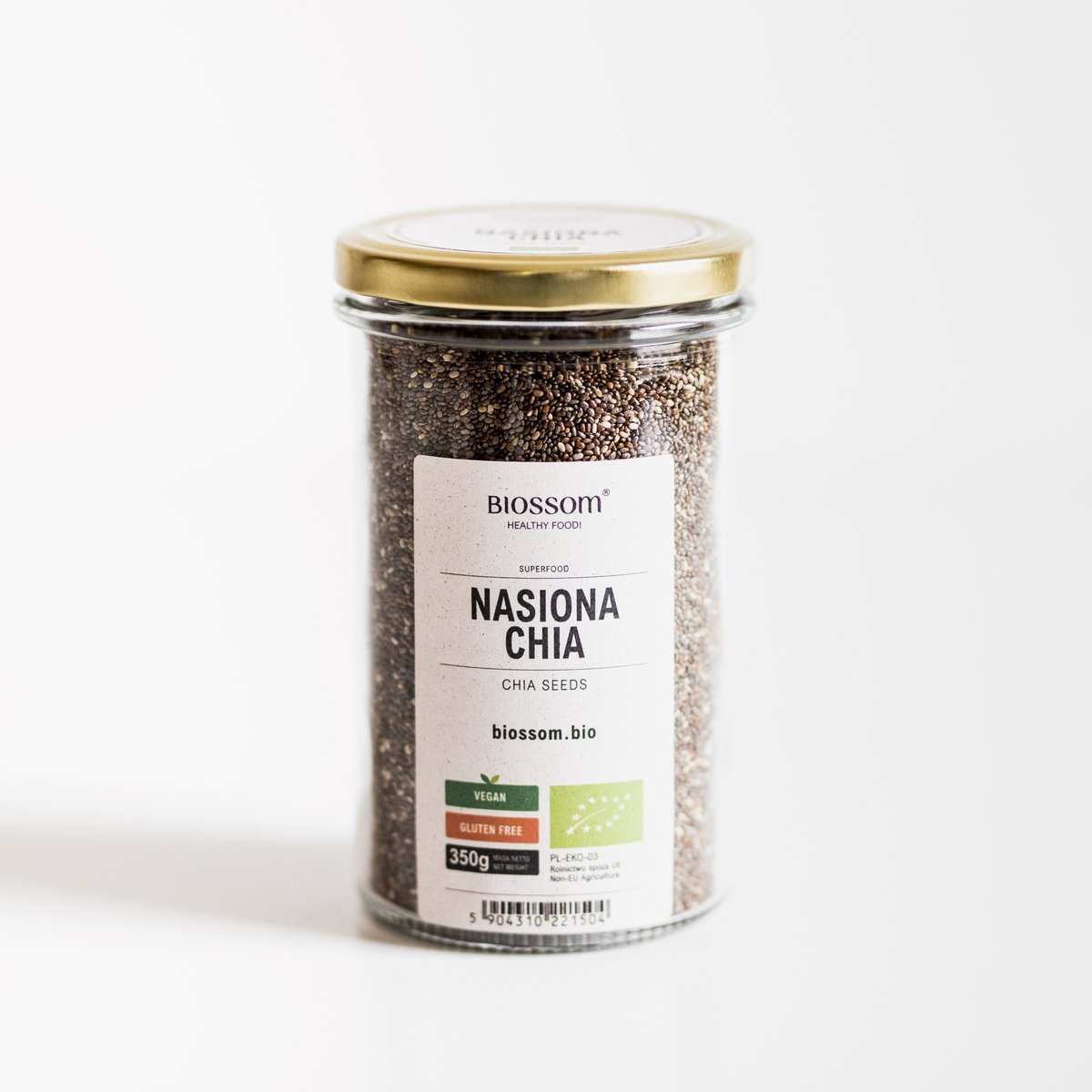 Nasiona Chia 350g BIO Biossom Duża Pojemność Certyfikat Ekologiczny