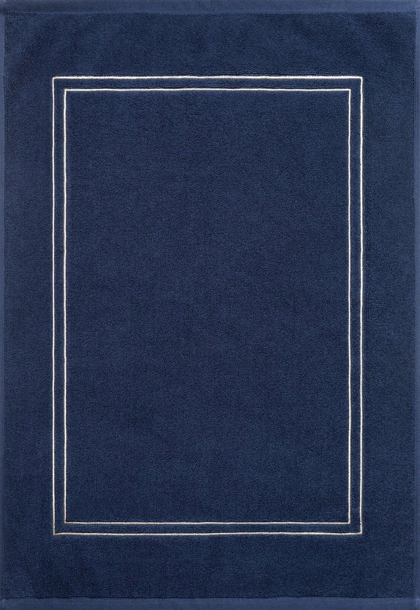 Dywanik łazienkowy Olivia 50x70 cm granatowy złoty haft bawełna