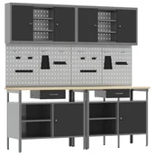 Pozostałe wyposażenie warsztatu - VidaXL Zestaw stołu warsztatowego 8 pcs Czarny 200 x 55 x 200 cm Stal - miniaturka - grafika 1