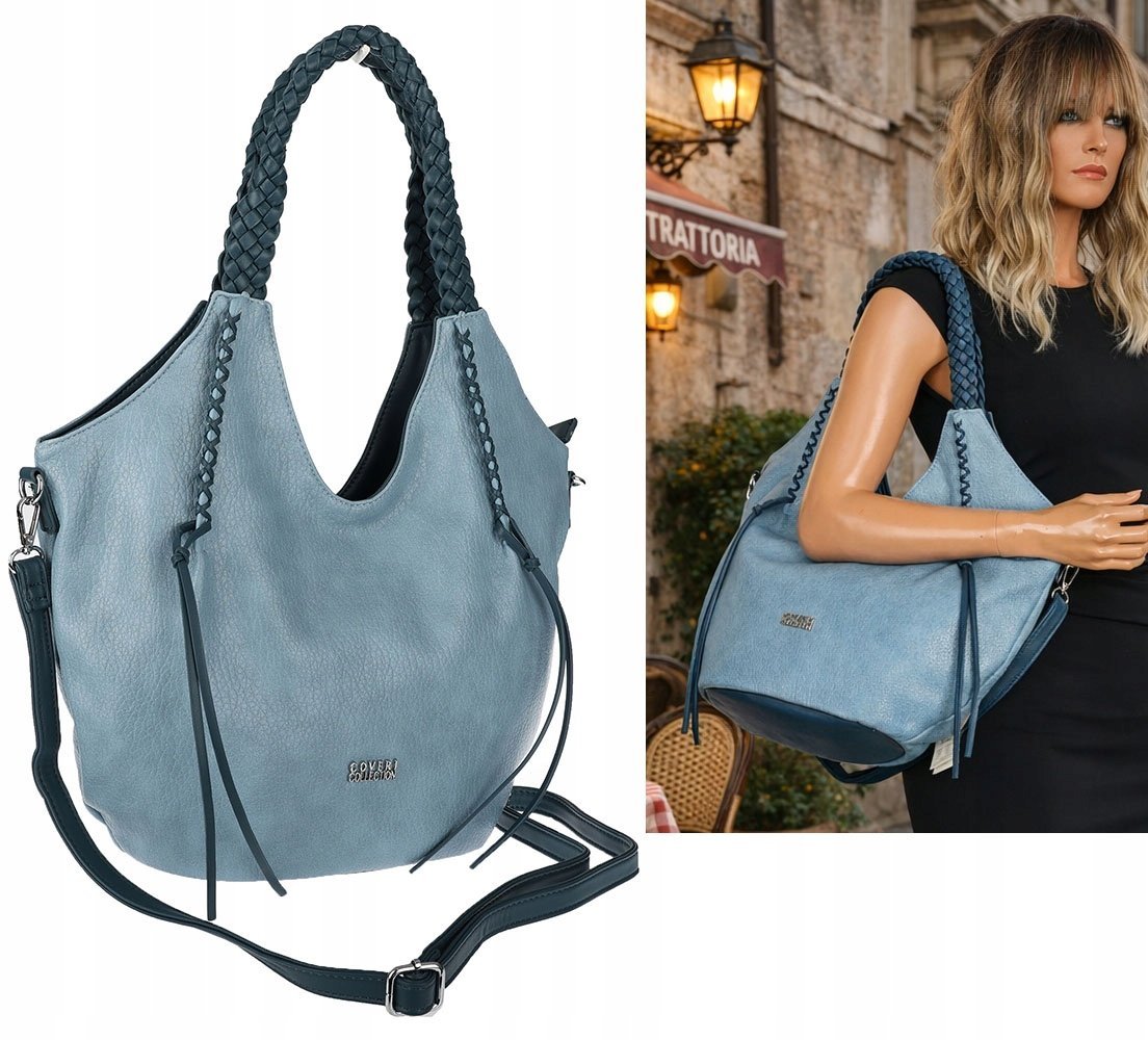 Torebka Damska Worek Shopper Torba na Ramię duża pajemna CC6701 niebieska