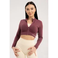 Bluzy sportowe damskie - Bluza fitness damska Gym Glamour bezszwowa rozpinana - miniaturka - grafika 1