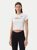 Koszulki i topy damskie - Puma T-Shirt Ess Cut-Out 631164 Biały Slim Fit - miniaturka - grafika 1