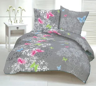 Poszewka z kory 50x60 732a szara motylki kolorowe ornament zapinana na zamek bawełniana - Pościel - miniaturka - grafika 1