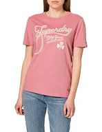 Koszulki i topy damskie - Superdry Damska koszulka robocza z nadrukiem graficznym, Dusty Rose, 38 - miniaturka - grafika 1