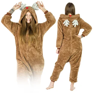 Kigurumi Onesie Dres Piżama Kombinezon Renifer M - Stroje karnawałowe - miniaturka - grafika 1