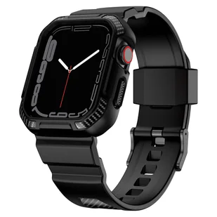 Kingxbar CYF106 2w1 pasek Apple Watch SE, 8, 7, 6, 5, 4, 3, 2, 1 (41, 40, 38 mm) z wbudowanym etui czarny - Akcesoria do smartwatchy - miniaturka - grafika 1