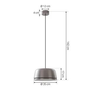 Lampa wisząca Lucande LED Faelinor, szara, aluminium, Ø 35 cm - Lampy sufitowe - miniaturka - grafika 2