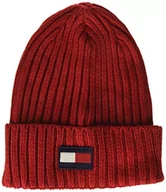Czapki damskie - Tommy Hilfiger Męska czapka beanie z prążkowanym ściągaczem, Naszywka z czerwoną flagą, jeden rozmiar - miniaturka - grafika 1