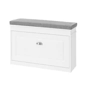 Szafki na buty - SoBuy Szafka na buty z szarym siedziskiem szer. 75  x wys. 52 x gł. 24 cm Biały FSR82-L-W - miniaturka - grafika 1