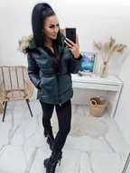 Kurtki damskie - HIT ZIMOWA MATOWA KURTKA MAROCCO Z KAPTUREM I BEŻOWYM FUTREM A'LA JENOT -  CIEMNA ZIELEŃ Z JENOTEM - MEZZO - miniaturka - grafika 1