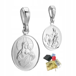 Medalik Srebrny Pr.925 Wisior Szkaplerz Na Chrzest Komunię Owalny Zawieszka - Dewocjonalia Medalik Srebrny Pr.925 Wisior Szkaplerz Na Chrzest Komunię Owalny Zawieszka - Dewocjonalia - miniaturka - grafika 1
