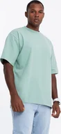 Koszulki męskie - T-shirt bawełniany męski LOOSE FIT z okrągłym dekoltem miętowy V6 OM-TSBC-0234 XL - miniaturka - grafika 1