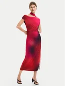 Sukienki - Desigual Sukienka koktajlowa Maine 26SWVK19 Czerwony Slim Fit - miniaturka - grafika 1