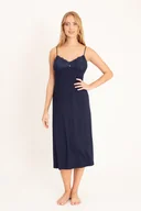 Piżamy damskie - Koszulka midi z koronką - granat - miniaturka - grafika 1