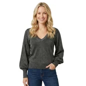 Swetry damskie - Sweter damski VilaViklano błyszczący z metaliczną nicią-XS - miniaturka - grafika 1