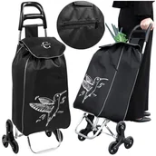 Torby i wózki na zakupy - Wózek Na Zakupy Na Kółkach Schodowy Czarny - miniaturka - grafika 1