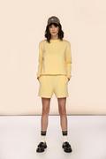 Bluzy sportowe damskie - Bawełniana dresowa bluza : Kolor - Żółty, Rozmiar - 34 - Bombshe - miniaturka - grafika 1