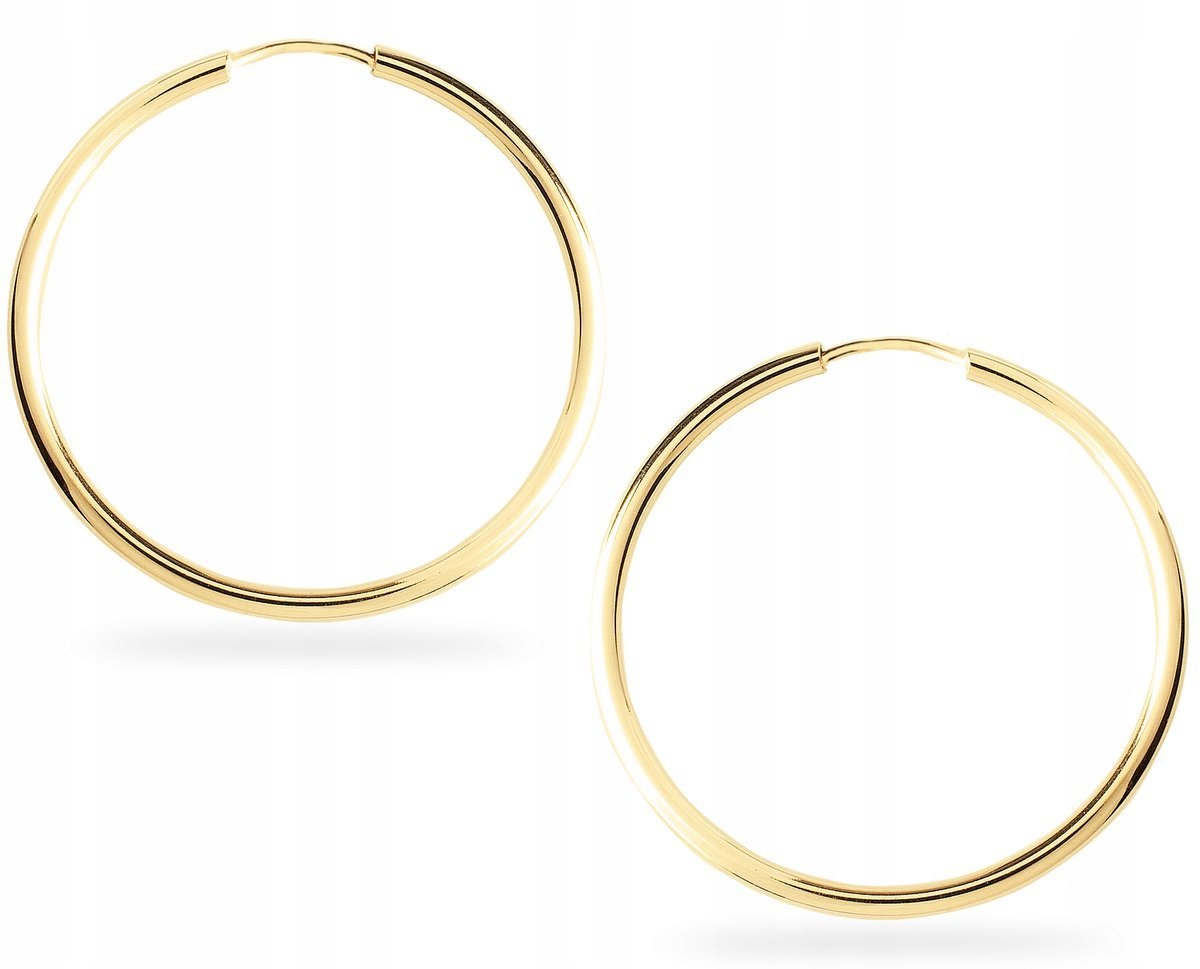 ZŁOTE KLASYCZNE KOLCZYKI KOŁA KÓŁKA 40 MM 14KT 585