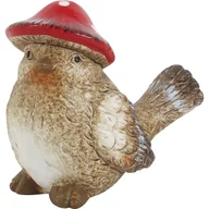 Pozostałe ozdoby ogrodowe - Figurka dekoracyjna PTASZEK w grzybowej czapce - wys. 8 cm - miniaturka - grafika 1