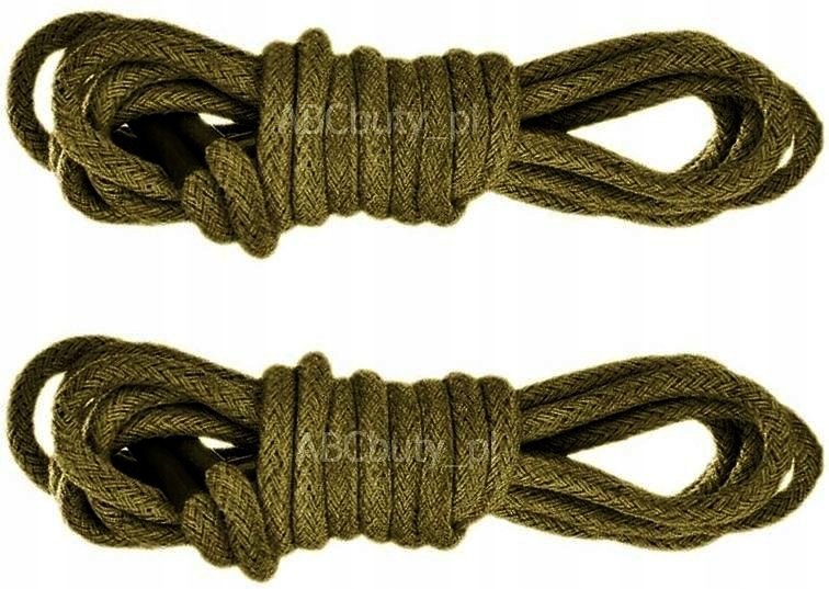 Sznurówki KHAKI Sznurowadła 100 cm CIENKIE OKRĄGŁE 2,5 mm BAWEŁNIANE G9-56