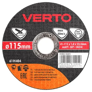 Verto Tarcza do cięcia metalu 115x1.0x22mm, , 61H404 - Tarcze do pił - miniaturka - grafika 2