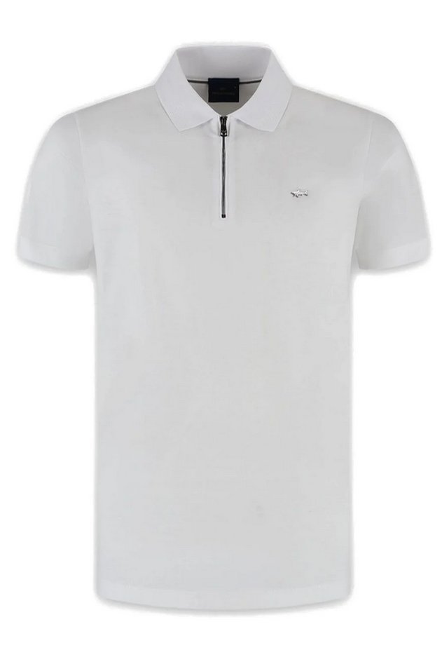 polo con zip męskie biały