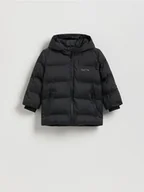 Kombinezony dla dzieci - Reserved - Ocieplana kurtka z kapturem - czarny - miniaturka - grafika 1