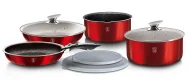 Zestawy garnków i patelni - Czerwony zestaw aluminiowych garnków i patelni F3-P70 - miniaturka - grafika 1