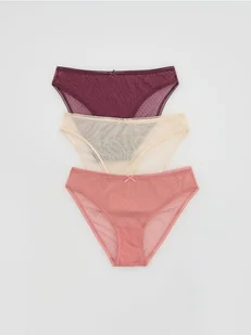 Reserved - Siateczkowe majtki figi 3 pack - ciemnofioletowy - Majtki damskie - miniaturka - grafika 1