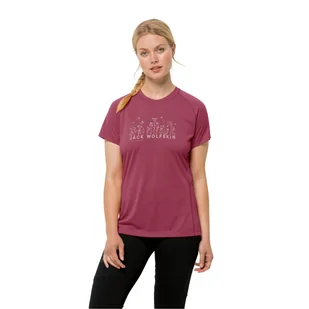T-shirt rowerowy damski Jack Wolfskin MOROBBIA VENT T W sangria red - S - Koszulki i topy damskie - miniaturka - grafika 1