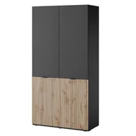 Szafy - Szafa SANDBOX SENTO 101 cm Czarny Ryfle dąb wotan - miniaturka - grafika 1