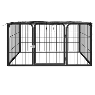 Lumarko Kojec dla psa, 4 panele, czarny, 100x50 cm, stalowy! - Budy dla psów - miniaturka - grafika 4