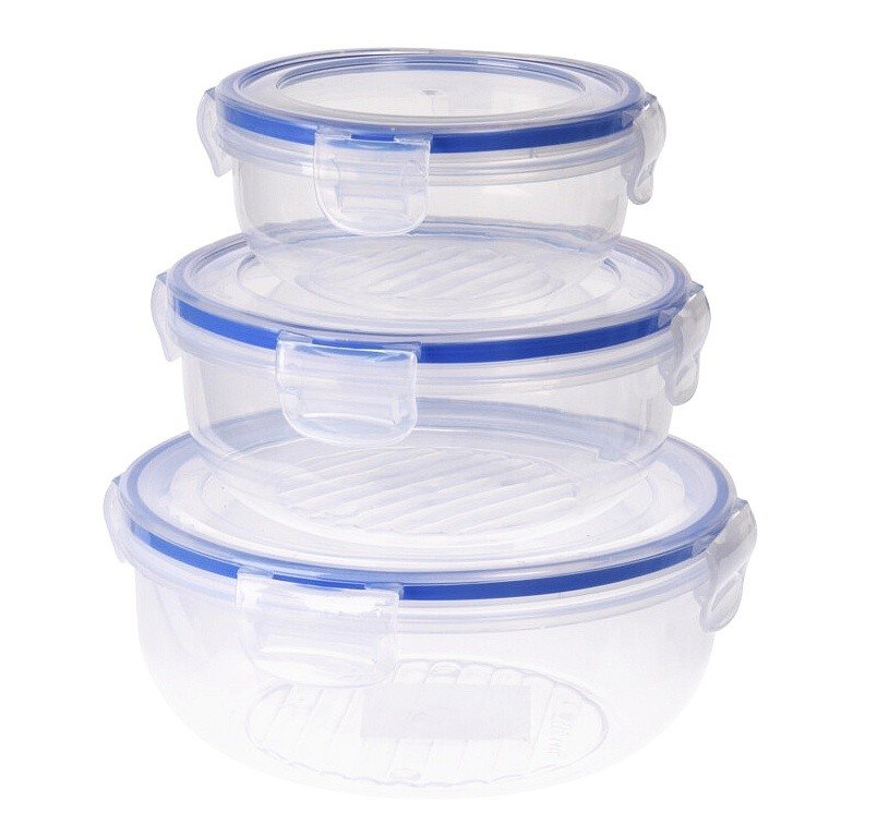 Opakowanie 3 hermetycznych pudełek Kunststoff-Lunchboxen 1400 ml, 800 ml, 400 ml, 024000670, doskonałe artykuły gospodarstwa domowego