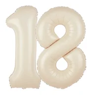 Balony i akcesoria - Balony foliowe Cyfra 18 - 100 cm - Kremowy - miniaturka - grafika 1