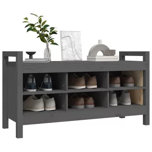 Ławka do przedpokoju, szara, 110x40x60 cm, lite drewno sosnowe - Ławki do przedpokoju - miniaturka - grafika 7