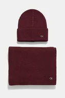 Czapki damskie - Calvin Klein czapka i szalik wełniany kolor bordowy K60K612621 - miniaturka - grafika 1