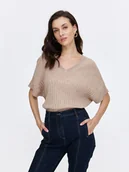 Kamizelki damskie - Kamizelka damska beżowa - SKA2810BE kamizelka swetrowa - TOP SECRET - Odzieżowy sklep internetowy TOP SECRET - miniaturka - grafika 1