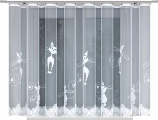 CATS, KOTY firana żakardowa 200x150cm (z obszyciem) polski producent - Firany - miniaturka - grafika 1