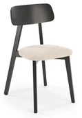 Krzesła - Krzesło drewniane czarne HYLO miękkie siedzisko beżowa tap: SERTA 2 - miniaturka - grafika 1