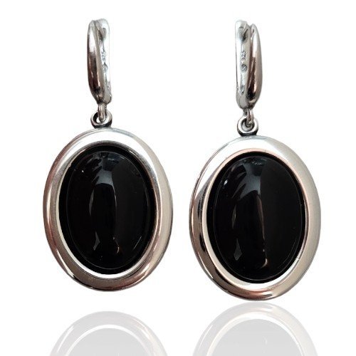ankabizuteria.pl Kolczyki srebrne z onyksem na angielskim zapięciu