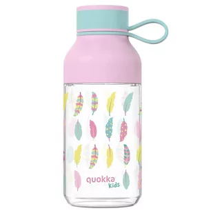 Quokka Ice Kids with strap - Butelka na wodę z tritanu 430 ml z paskiem (Feathers) - Shakery i bidony sportowe - miniaturka - grafika 1